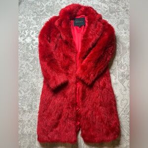 Eaves Red Faux Fur Coat